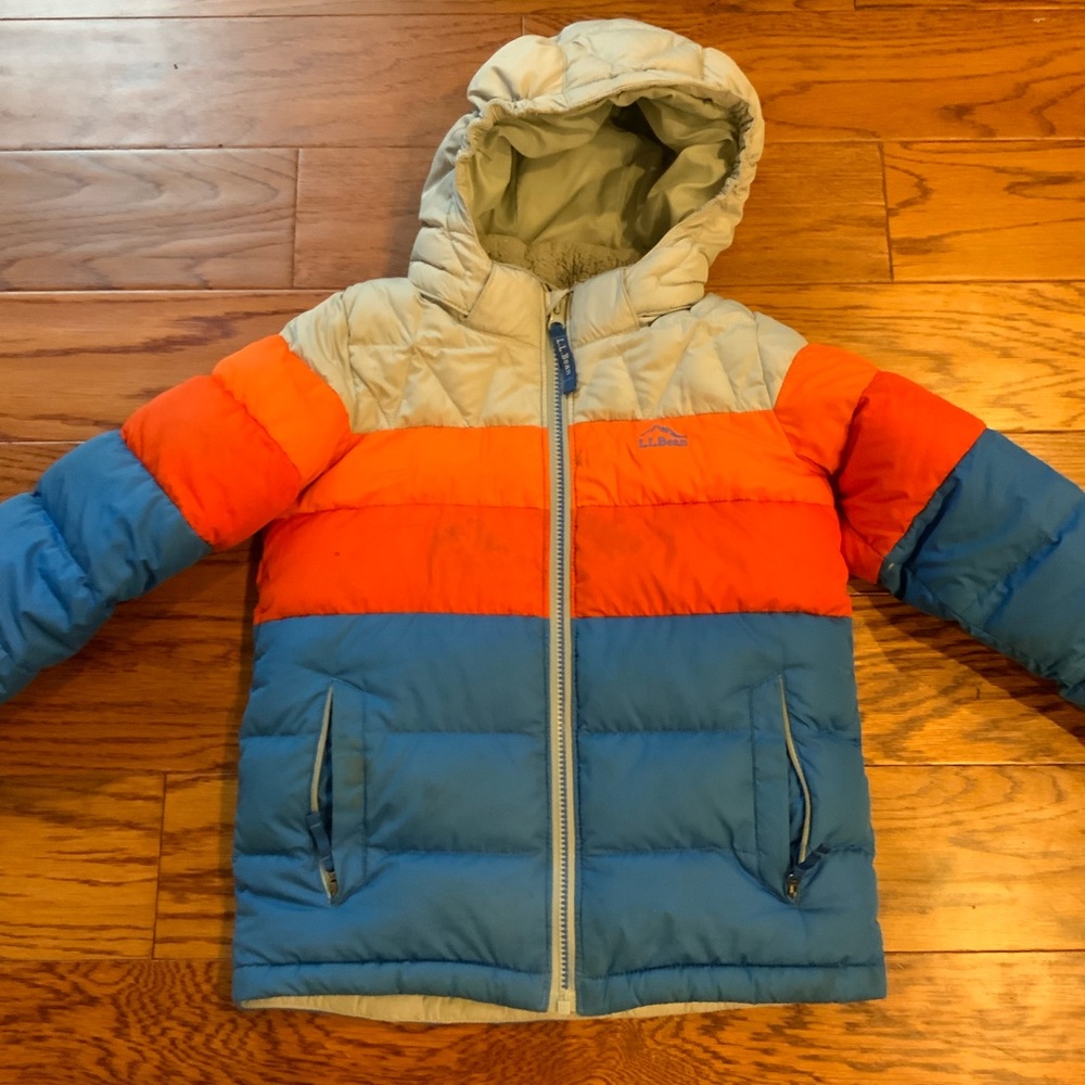 L.L. Bean boys size 6/7 orange and blue jacket